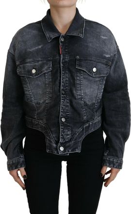 Dsquared2 Dsquared&sup2; Washed Cotton Cropped blue Womens Jacket (Pre-Owned)