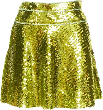 Dsquared2 Green Sequin Piping Skater Skirt