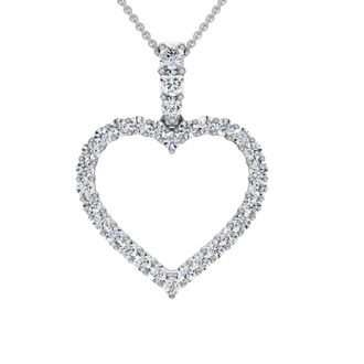 Pompeii3 1ct Diamond Heart Pendant 14K White Gold Necklace