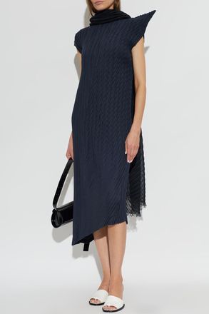 Issey Miyake Pleated Dress, Womens, Navy Blue