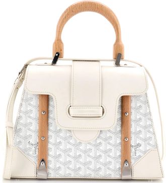 Goyard Saigon Top Handle Bag Coated Canvas with Leather PM