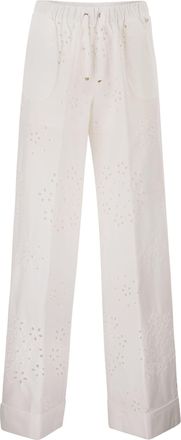 Herno broek met broderie Anglaise-details
