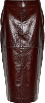 Sportmax Leren Rok Lappole - Dames - Rokken - Bruin - Maat: 2XS Leer