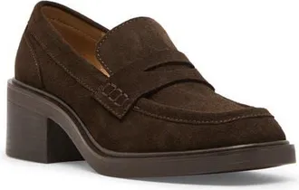 Blondo Brisa Waterproof Penny Loafer Pump in Chocolate Suede at Nordstrom, Size 6.5