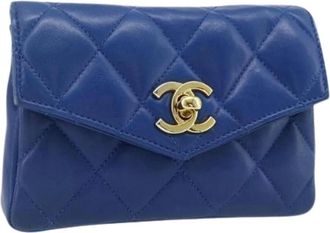 Chanel Pre-owned Clutches, female, Blue, Size: ONE SIZE Pre-owned Vintage Pouch
