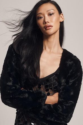 Maeve Faux Fur Shrug Top