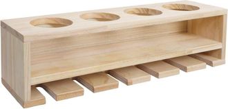Hhg Botellero HHG-703, botellero/vasero de pared para 4 botellas/6 vasos, madera, certificado MVG, 12 x 48 x 12 cm, natural