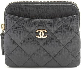 Chanel Matelasse Black Grained Calfskin Coin Purse/Coin Case (Pre-Owned)