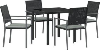vidaXL Garden Dining Set 5 pcs Black Poly rattan Vidaxl