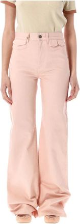 Chloé Jeans, Dames, Roze, M, Katoen, Luchtige Roze High-rise Flare Jeans