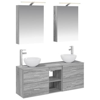 vidaXL Juego De Muebles De Ba&ntilde;o 5 Uds. Sonoma Gris Vidaxl