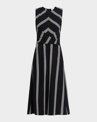 Tanya Taylor Theo Stripe Ponte Midi Dress