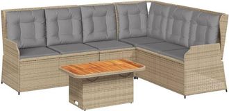 vidaXL Set Muebles De Jard&iacute;n 5 Pzas Con Cojines Rat&aacute;n Sint&eacute;tico Beige Vidaxl