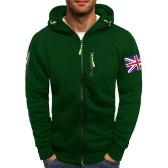 Generic Gym Hoodie Men Zip Lightweight Cardigans For Men Uk Thickened Thermal Hooded Jacket For Autumn And Winter Flag Printing Workwear Hoodie With Zipper Po