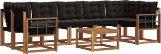 vidaXL Vidaxl Conjunto De Sof&aacute;s De Exterior 8 Uds. Natural Y Negro