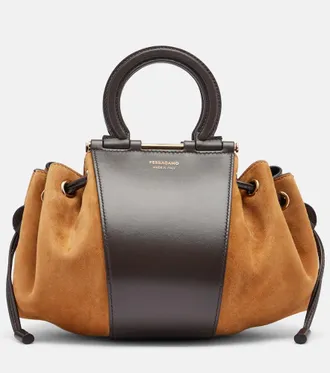 Ferragamo Gancio Small suede bucket bag