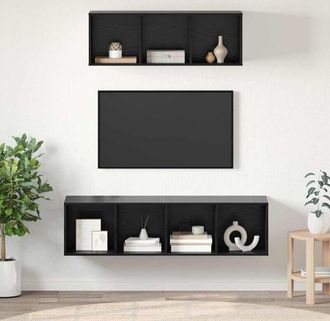 vidaXL Vidaxl - Juego De Muebles De Tv 2 Pcs Roble Negro 37 X 37 X 142.5 Cm