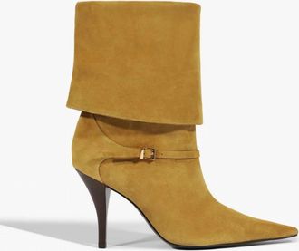 Schutz Womens Rudy Buckle Heel Boots In Dried Pistachio