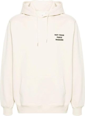 Dr&ocirc;le de Monsieur Le Hoodie Slogan - Heren - Hoodies - Beige - S - Katoen - Hoodies & sweatvesten
