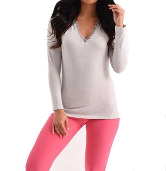 French Kyss Jackson Long Sleeve Kashmira Top In Gray