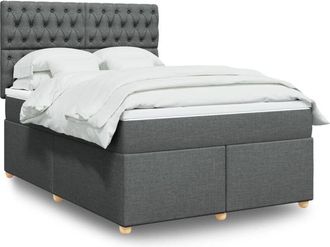 vidaXL Vidaxl - Cama Box Spring Con Colch&oacute;n Tela Gris Oscuro 140x200 Cm