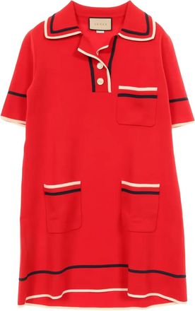Gucci knitted short-sleeve polo dress - Red