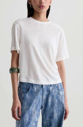AG - Adriano Goldschmied Charli Boxy Linen Blend T-Shirt in Powder at Nordstrom, Size X-Large
