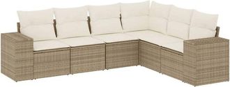 vidaXL Vidaxl - Juego De Sof&aacute;s Jard&iacute;n Con Cojines 6 Pzas Rat&aacute;n Sint&eacute;tico Beige