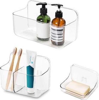 OEM Paquete De 3 Soportes Para Ducha, Portacepillos De Dientes, Jabonera, Accesorios De Ducha, Montaje En Pared, Sin Necesidad De Taladrar, Autoadhesivos 