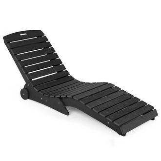Costway Costway In-Pool Lounge Chair HDPE Pool Chaise Lounger w/ Wheels 205KG Capacity in Black