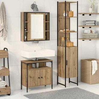 vidaXL Vidaxl - Set di Armadi da Bagno con lo scaffale 3 pcs rovere artigianale