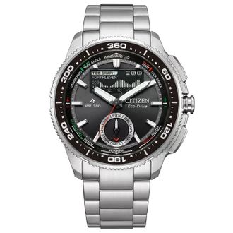Citizen Promaster Marine Perpetual Alarm World Time Chronograph Moon Phase Black Dial Mens Watch JV3001-53E