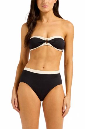 Seafolly Belted High Waisted Bikini Bottom In Black