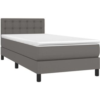 vidaXL Vidaxl - Cama Box Spring Y Colch&oacute;n Led Cuero Sint&eacute;tico Gris 90x190 Cm