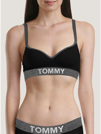 Tommy Hilfiger Womens Tommy Logo Bralette - Black - L