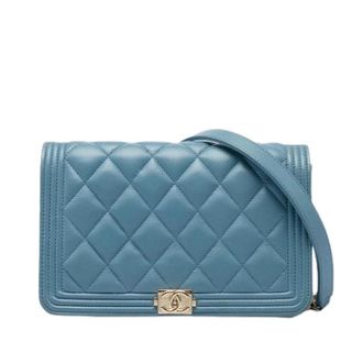 Chanel Pre-owned The Boy Flap - Dames - Pre-owned - Blauw - Maat: ONE Size Leer