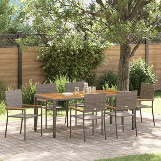 vidaXL Vidaxl - Set Da Pranzo Per Giardino 7 Pcs Grigio 190 X 90 X 75 Cm