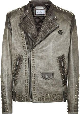 Philipp Plein Giacca biker - Grigio
