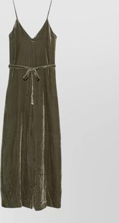 Gold Hawk silk velvet v-neck sleeveless belted wide-leg jumpsuit