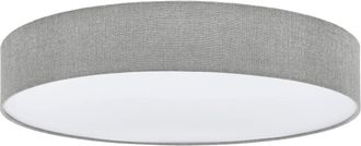 Loops Flush Ceiling Light Colour White Shade Grey White Fabric Linen Bulb E27 5x25W