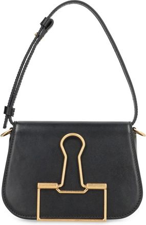 Off-white Leren schoudertas met magnetische flap - Dames - Schoudertassen - Zwart - ONE Size - Katoen - Tassen