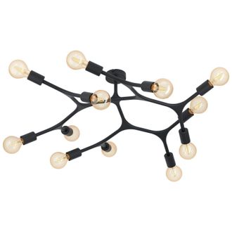Loops Flush 12 Bulb Ceiling Light Colour Black Arms & Lamp Holders Bulb E27 12x60W