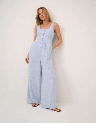 Nobody's Child Cora - Tuta jumpsuit senza maniche gessata azzurra-Blu