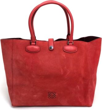 Loewe Red Color Suede Handbag Shoulder Bag Tote Bag (Pre-Owned)