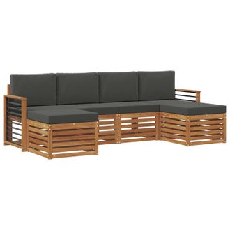 vidaXL Juegos De Sof&aacute;s Con Coj&iacute;n 6 Pcs Natural Y Antracita Vidaxl