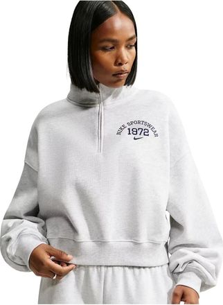 Nike Studio Fleece 1/4-Zip Cropped Top - Dames - Sport - Grijs - Maat: XS Fleece