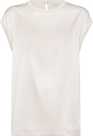 Brunello Cucinelli Cream Cap Sleeve Blouse, Size X-Small