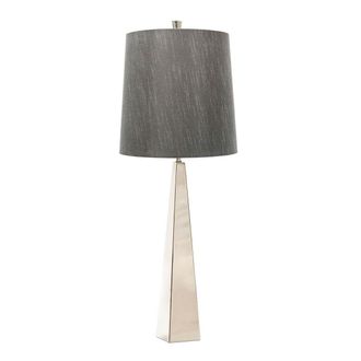Loops Square Table Lamp Dark Grey Shade Highly Polished Nickel LED E27 60W in Metallics
