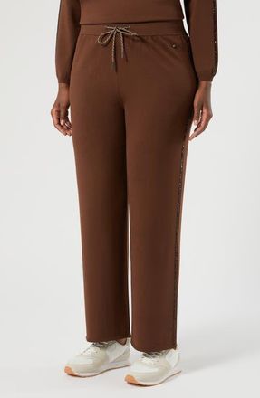 Marina Rinaldi Destino Sequin Side Stripe Knit Pants in Biscuit at Nordstrom, Size X-Large