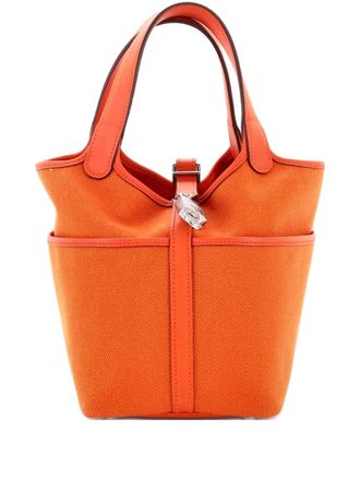Herm&egrave;s Cargo Picotin Lock Bag Canvas and Swift PM bucket bag - Orange